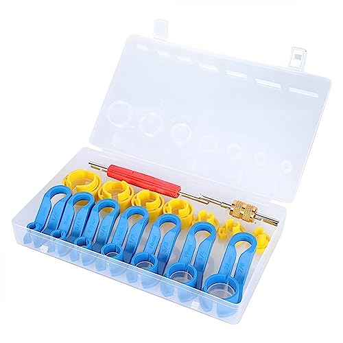 AUCELI Car AC Fuel Line Disconnect Removal Tool Set, 16 Pcs 1/4 3/8 1/2 5/8 3/4 7/8 5/16 Inch Remover Tool Kit, Auto Air Conditioner Hose and Valve Core Quick Disconnect Repair Tool Kit