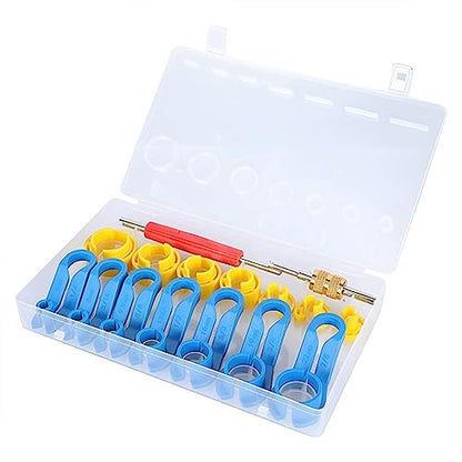 AUCELI Car AC Fuel Line Disconnect Removal Tool Set, 16 Pcs 1/4 3/8 1/2 5/8 3/4 7/8 5/16 Inch Remover Tool Kit, Auto Air Conditioner Hose and Valve Core Quick Disconnect Repair Tool Kit