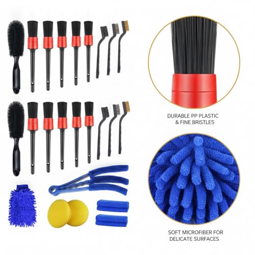 Interior Vents & Wheel Spoke Cleaning Kit, Car Detailing Brush Set with PP Plastic Tools for Dashboard and Exterior Crevices - size: 13.39 x 4.72 x 2.36 in