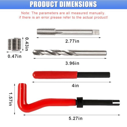 30PCS M6 x 1.0mm Thread Repair Insert Kit, Car Stainless Steel Metric Helicoil Kit Compatible Hand Tool Set, Portable Rethreading Tool Assortment for Auto Repairing