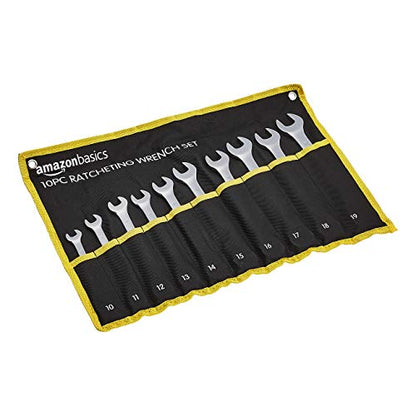 Amazon Basics High Torque Ratcheting Wrench Set, 10-Piece - size: 10-Piece, style: High Torque Gear