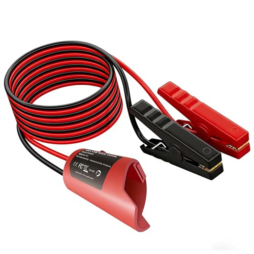 Jumper Cables Compatible with Milwaukee 12V Battery Jumper Starter, 8AWG 2FT Booster Cable with Adapter Alligator Clip, 392°F/200℃ Heat Resistant Silicone Wire for Jump Starting Cars and RVs - color: Pink Red