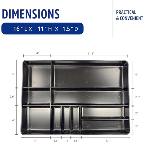 Protoco Tool Box Organization Plastic Tray with 10 Compartment, 16-Inch x 11-Inch x 1.5-Inch, Red - color: Red