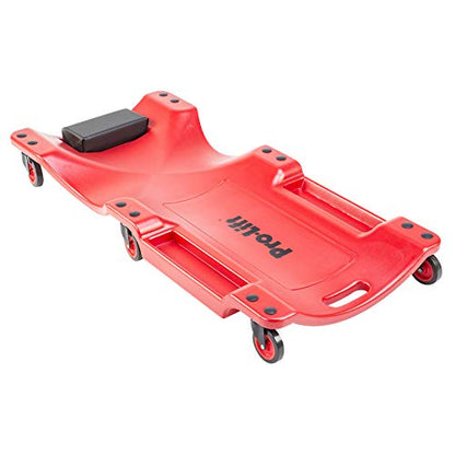 Pro Lift Mechanic Plastic Creeper 40 Inch - Blow Molded Ergonomic HDPE Body with Padded Headrest & Dual Tool Trays - 350 Lbs Capacity Red - color: Red