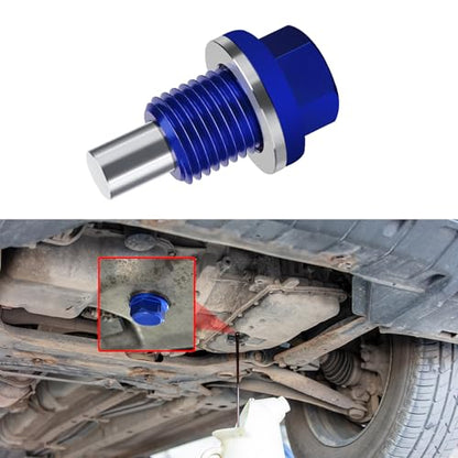 M14×1.5 Magnetic Oil Drain Plug, Transmission Oil Plug, Oil Pan Sump Drain Nut Bolt Screw Repair Kit, Car Magnetic Oil Drain Plug Removal Tool for Honda, Mazda, Suzuki, Jeep, Odyssey - color: Blue