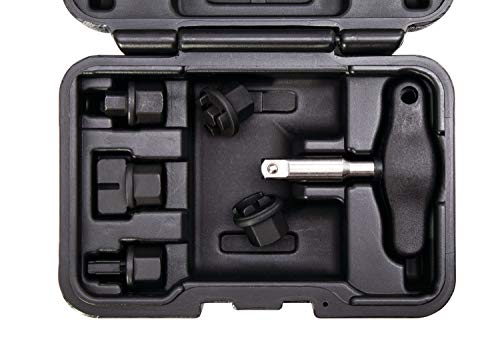 Steelman 6-Piece Oil Drain Plug Wrench Kit for Installing and Removing Plastic Oil Drain Plugs and Bolts, Includes 3/8-inch Drive T-Handle and Five CR-V Steel Adapters