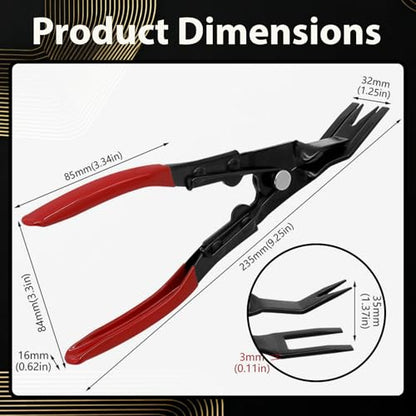 Car Panel Trim Removal Tool, Interior Clip Plier with Red Non-Slip Handle, Door Upholstery and Dashboard Fastener Remover