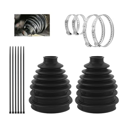 2PCS Upgrade Larger CV Boot Repair Kit,Rubber Anti-Dust CVs Axle Boots Repair Kit with CVs Boot Clamp & Cable Ties,Universal Tie Rod Boots for Most Cars Trucks SUVs