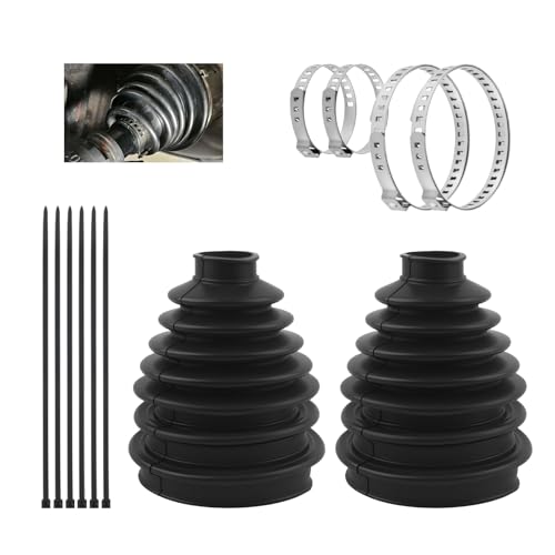 2PCS Upgrade Larger CV Boot Repair Kit,Rubber Anti-Dust CVs Axle Boots Repair Kit with CVs Boot Clamp & Cable Ties,Universal Tie Rod Boots for Most Cars Trucks SUVs