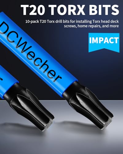 10-Pack T20 Torx Bit 2 Inch, Professional-Grade T 20 Torx Screwdriver Bits for Impact Driver, Magnetic Star Design, S2 Alloy Steel with 1/4'' Hex Shank & CNC - Machined Tips - size: T20 Torx Bit 10-PCS 2 Inch