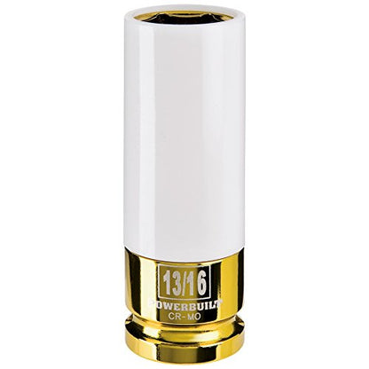 Powerbuilt 1/2 Inch Drive 13/16 Inch Impact Lug Nut Socket, Non-marring and Thin Wall Lug Nut Socket, Protects Lug Nuts from Damage - 941043 - size: 13/16"