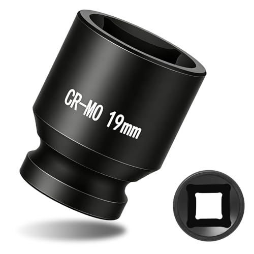 1/2" Drive 19mm Impact Socket Metric Standard Impact Socket Blackening Finish 4 Point Square Socket made with Chrome Molybdenum Alloy Steel for Auto Repair Mechanical Maintenance Removal of Axle Nut - size: 19mm - 4pt, style: 1/2" Drive Standard Socket