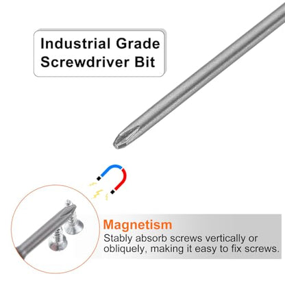 HARFINGTON 5pcs #1 Phillips Screwdriver Bit PH1 1/4" Hex Shank 4" (100mm) Long Magnetic S2 Steel Industrial Grade Screw Driver Bit Cross Head Electric Drill Bits 0.098" (2.5mm) Rod - size: PH1 x 100mm x 2.5mm