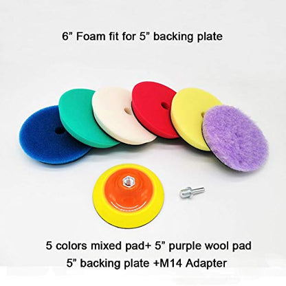 PYouo-mini Polisher Pads, Sponge Different Hardness Polishing Car Sponge Pad, 4/6/7 Inch Polish Pads, for Dual Action Polisher, Waxing (Color : 8PCS KIT2) - color: 8pcs Kit2