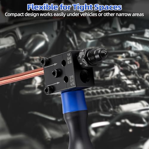 8MILELAKE 7-Piece Brake Line Flaring Tool Kit, 3/16" 1/4" Double Flaring Tool for 45° Single Double Bubble Flares, Brake Flare Tool for Vehicle Brake & Hydraulic Line Repair