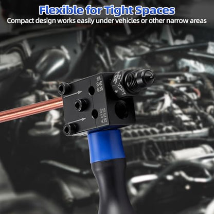 8MILELAKE 7-Piece Brake Line Flaring Tool Kit, 3/16" 1/4" Double Flaring Tool for 45° Single Double Bubble Flares, Brake Flare Tool for Vehicle Brake & Hydraulic Line Repair