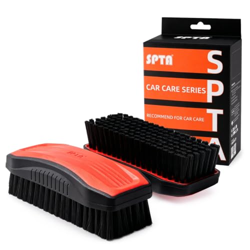 SPTA Carpet Cleaning Brush, 2Pcs Universal Leather & Upholstery Brush,Durable Nylon Bristles for Car Detailing,Ideal for Cleaning Seats, Carpets & Interior Surfaces,Gentle,Effective Detailing Tool - color: Carpet Cleaning Brush