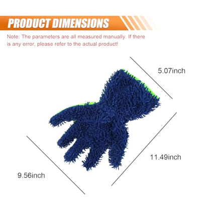 Craedli 2PCS Car Wash Mitts, Anti-Scratch Double Sided 5-Finger Microfiber Car Interior&Exterior Detailing Gloves, Soft Vehicle Chenille Dusting Mitt for Cleaning Wheel Tight Spot (Blue) - color: Blue