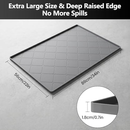 Oil Drip Pan for Under Car 34" x 22", Silicone Oil Spill Mat with 5 Absorbent Pads, Garage Drip Tray with 0.7" Raised Edge, Waterproof Non-Slip Floor Protector, Gray