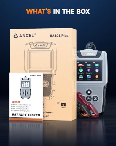 ANCEL BA101 Plus Car Battery Tester 6V 12V Load Tester,20-2000 CCA Digital Automotive Alternator Analyzer, Charging Cranking System Diagnostic Tool for Car, Truck, Motorcycle, SUV, Boat, RV, and More - style: BA101 Plus