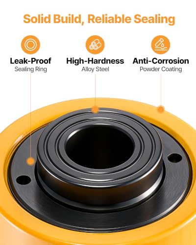 VEVOR 20T 4Inch Hydraulic Cylinder Jack Hollow Single Acting Hydraulic Ram Cylinder 100mm Hydraulic Lifting Cylinders (20T 4Inch Hollow) - size: 20T 4Inch