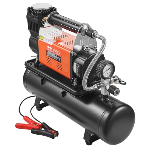 VEVOR 12V Heavy Duty Air Compressor with 6L Tank Kit, 6.35 CFM Portable Tire Inflator, 150PSI Offroad Air Compressor with Digital Pressure Gauge Tire Inflator for Trucks Car SUV 4 x 4 Vehicle RV - style: 6.35 CFM with 6L Tank Kit