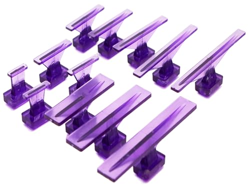 28Pc Dent Puller Glue Tabs, Car Body Dent Removal Pulling Hail Tabs | PDR Dent Hail Tabs, Paintless, ABS, Reusable, For Metal Body, Flat/Mild Curve, Small-Med Dents, Alcohol Release, Purple