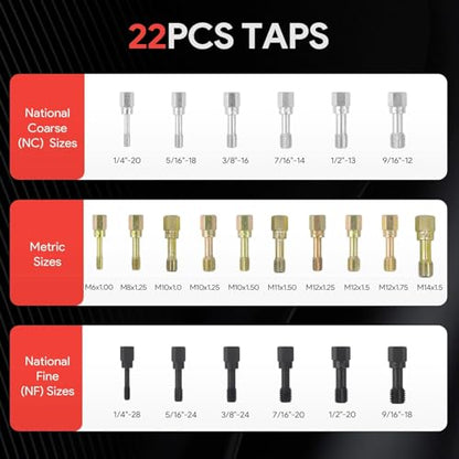 49PC Thread Chaser Set Metric & UNC UNF Thread Repair Kit, SAE Rethreading Tool Bolt Restorer File Nut Rethreader - size: 49PC Thread Chaser Set Metric UNC UNF