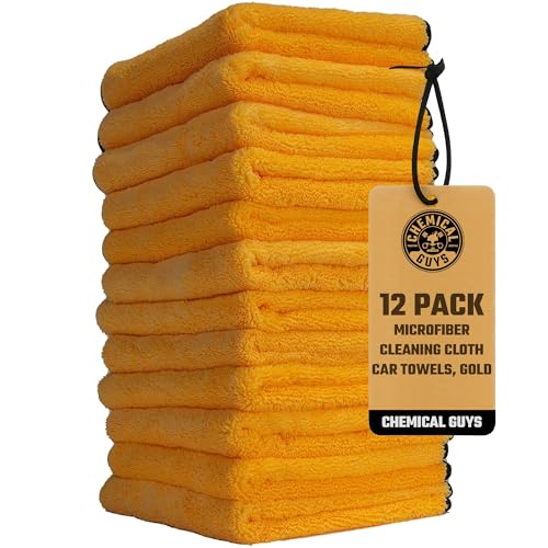 Chemical Guys Professional Grade Premium Microfiber Towels for Cars, Gold, 16" x 16", Ultra-Soft and Scratch-Free Car Detailing Cloths for Trucks, Motorcycles, and More - 12 Pack - color: Yellow