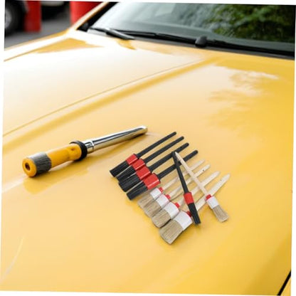 10pcs Car Detail Cleaning Brush Set with Fine Round Head, Pp Bristles for Interior and Engine Detailing, Dashboard and Air Vent Cleaning Tools for Auto Maintenance
