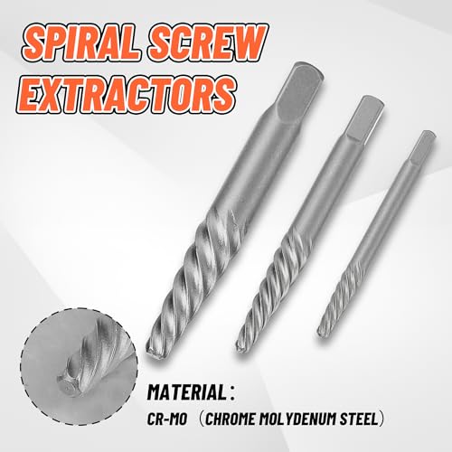 10PCS Stripped Screw Extractor Set, 35# Cr-Mo & 6542 HSS Steel Cobalt Left Handed Drill Bit | Broken Screw Extractor Kit | Easy Out Screw Extractor Set Removing Stripped Screws Broken Bolts - size: Upgarded Kit-10PCS