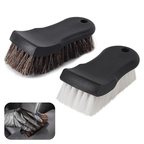 Upholstery Brush, Upholstery Brush Set, Leather Cleaning Brush, Carpet Brush Car Cleaning Brush, Long Bristle Horse Hair Car Cleaning Brush for Car Interior Leather Seat and Home Furniture