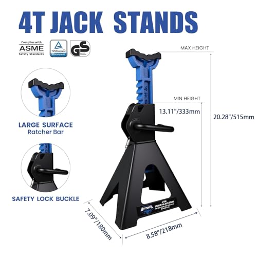 ANTPOWER Jack Stands 4 Ton (8,000 LBs) Heavy Duty Car Jacks Stand, 13.11"-20.28" Adjustable Height with Rubber Pad Double Locking for Lifting Automotive Small SUV, Pickup 1 Pair(4T) - style: 4T Double Pin Locking with Rubber Pads