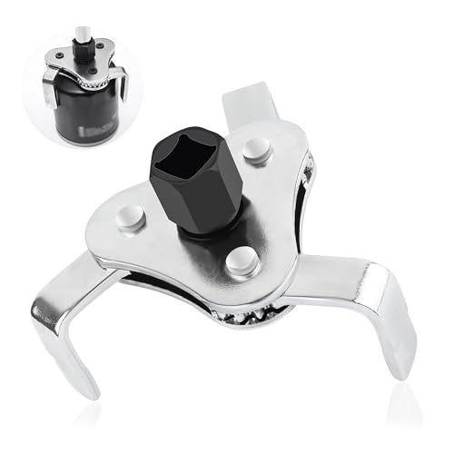 carleef Adjustable Oil Filter Wrench Tool,3 Jaw 2 Way Oil Filter Remover Tool from 2-1/2 Inch to 4.5 Inch,Universal Car Accessories Oil Filter Tool for Most Cars Trucks (Silver) - color: Silver