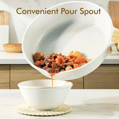 SENSARTE Nonstick Ceramic Saute Pan 10 Inch/3.5QT, Non-toxic Deep Frying Pan Skillet with Lid, Healthy Jumbo Cooker, Stay Cool Handle, Induction Compatible, PFOA & PFAS Free - color: Ceramic White, size: 10-inch/3.5QT