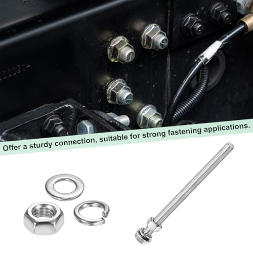 M METERXITY 10-Pack Hex Head Screw Bolt with Nuts Flat & Lock Washers M12x170mm Stainless Steel Bolts and Nuts Kit Fully Threaded Metric Bolt Assortment for Equipment/Machinery - size: M12x170mm