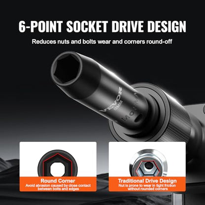 VEVOR Drive Impact Socket Set 3/8" - 18 Piece Deep Socket Set Metric 8-22mm - 6 Point CR-V Alloy Steel for Auto Repair - Easy-to-Read Size Markings - Rugged Construction Includes Storage Case - style: 3/8" 18PCS
