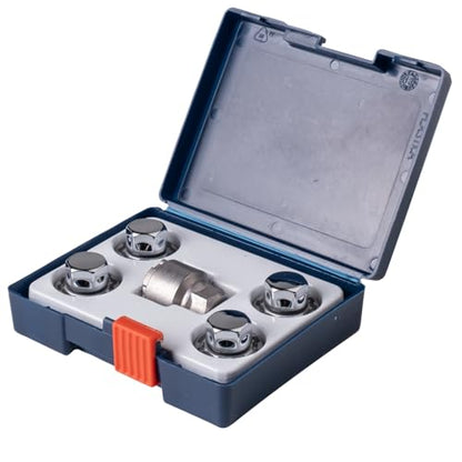 Farad GalaxyLock AE/M Chromed Lug nut Wheel-Locks Kit Suitable for Ford Explorer (1/2-20 Thread Size) - Set of 4 Lug Nuts + 1 Key