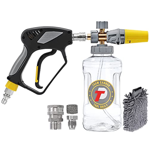 Tool Daily Foam Cannon with Pressure Washer Gun 5000 PSI, Power Washer Gun with 3/8'' Swivel Quick Connector, Adjustable Foam Blaster, M22 and 1/4 Inch Quick Connect, 1.5 Liter - size: 1.5 L