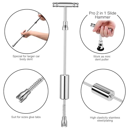 Dent Puller Kit - Paintless Dent Removal Kit, Dent Repair Kit with Slide Hammer T-Bar, Bridge Puller, Car Dent Puller Kit for Auto Hail Damage Door Ding 38 pcs (with Glue Set)