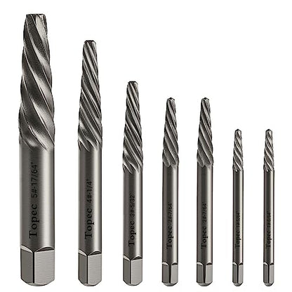 TOPEC Damaged Screw Extractor Set, 7 Piece Easy Out Bolt Extractor for Easily Remove Broken Bolts, Stripped Screws, Studs - Gifts for Men - size: 7 Piece