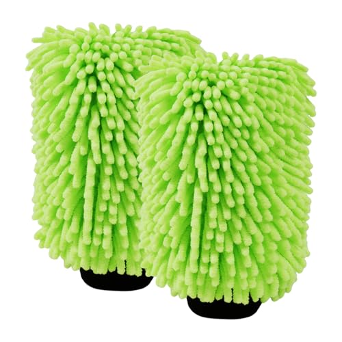 2Pack Car Wash Mitt, 8"×12" Fiber Microfiber Mitt Car Wash Brush for Scratch, Safe on Painted Surfaces, Glass & Plastic, Cars Cleaning Kit Essential, Green - color: 8"×12"-green_2pcs