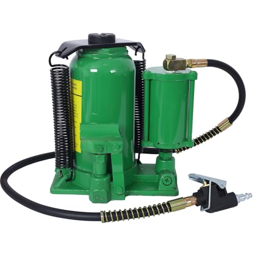 20 Ton Air Hydraulic Bottle Jack, Professional Lifting Jack for Heavy Machinery & Large Trucks, 10.2-19.7 Inch Height Range with Extendable Screw(Green) - color: Green, size: 20 Ton