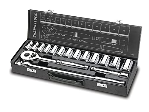 Channellock - 16-Pc 1/2 Dr Metric Set (32162) - size: 16 Piece Metric - 1/2" Drive