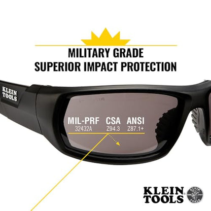 Klein Tools 60164 Safety Glasses, Professional PPE Protective Eyewear with Full Frame, Scratch Resistant and Anti-Fog, Gray Lens - style: Gray Lens