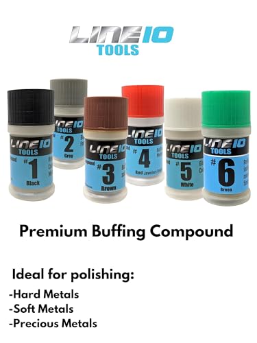LINE10 Tools Metal Polishing Buffing Compound Set 2oz Polish Paste for Aluminum Stainless Steel Jewelry Red Rouge Green Lapping Black Tripoli Brown White Brown Grey Solid Stick Bar - size: 6 Pack, Small