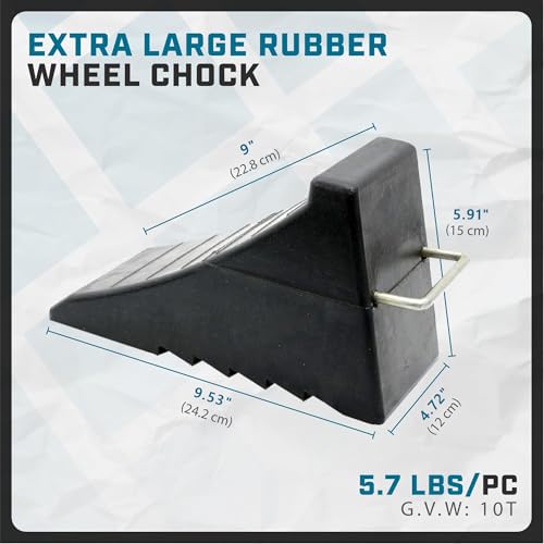 AFA Tooling 8T Heavy-Duty Wheel Chocks, 4 Pack, Two Pairs & Steel Handles | Four pieces cover separate parking spots without repositioning, saving time for multi-axle RVs, trailers and work vehicles - color: 4 Pack Extra Large
