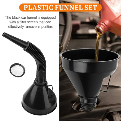 5 Pcs Automotive Funnels Set | Wide Mouth Fuel Funnels with Detachable Spout and Filter, Oil Funnel Kits for Filling Coolant, Engine Oil, Water, Gasoline