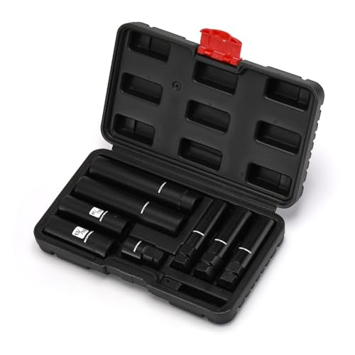 MIXPOWER 8PCS Spline Socket Set,SAE & Metric Lug Nut Key Set for Easy Removal of Locking Lug Nuts on Aftermarket 5, 6, 7, 12 Spline and Hex Style - size: 8PCS