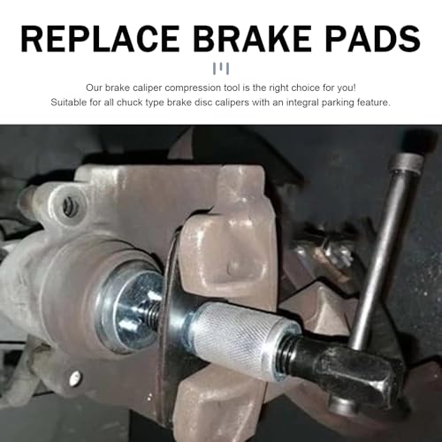 Car Brake Piston Rewind Tool, Rust-proof Disc Caliper Adjustment Kit, Car Rear Brake Pad Wind Back Right Handle Tool Set, Universal Piston Wind Back Replacement Accessory (Silver)